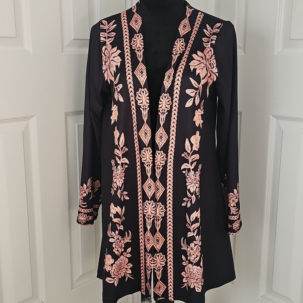 NWOT Zagros Lightweight Retro Long Sleeved Open Paisley Cardigan Small - Picture 5 of 12